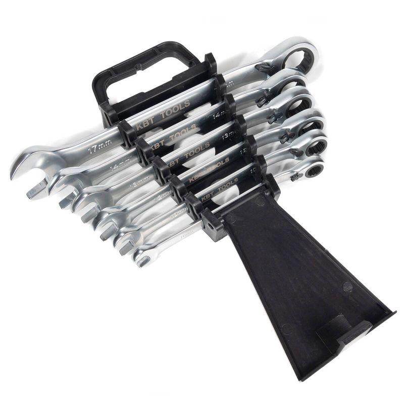  Набор гаечных комбинированных трещоточных ключей с переключателем реверса НТКП-6 (8-17) KBT-PROFESSIONAL КВТ 91952 фото в каталоге от BTSprom.by