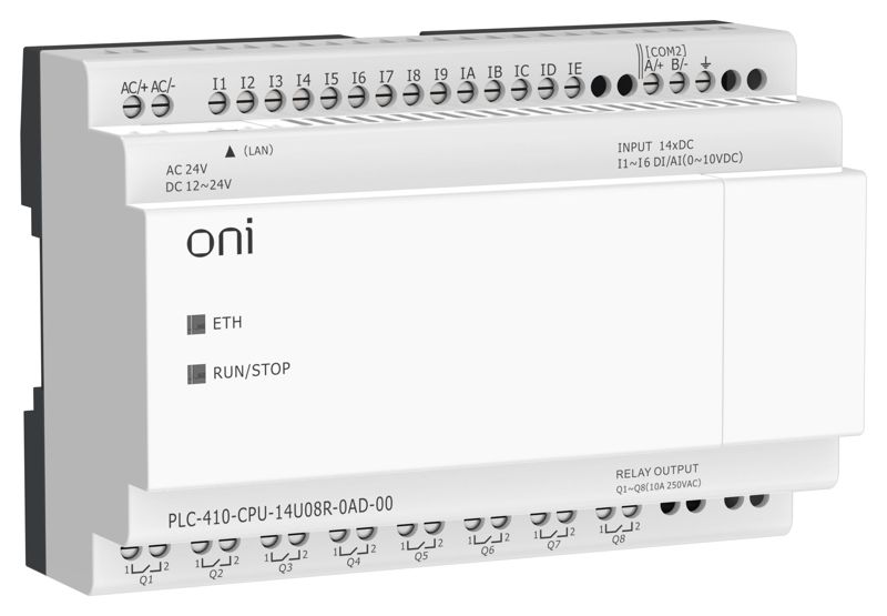 модуль цпу плк 410 8 di 6 ui (0-10 в/di) 8 ro 12в-24в dc или 24в ac с ethernet портом без экрана oni plc-410-cpu-14u08r-0ad-00 от BTSprom.by