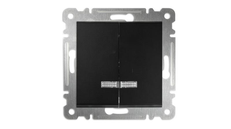 выключатель 2-кл с подсвет. сп 10а ip20 250в механизм karea черн. makel 57054023 от BTSprom.by