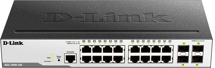 коммутатор управляемый dgs-3000-20l/b1a 16g 4sfp d-link 1605764 от BTSprom.by