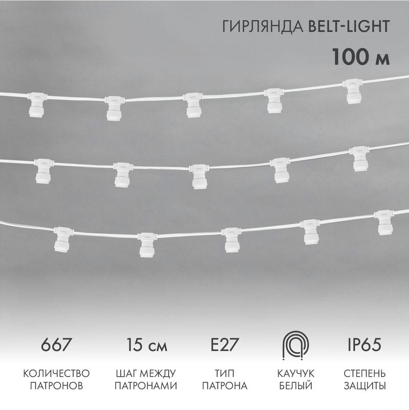 гирлянда "белт лайт" 2жил. шаг 15см патроны e27 1320вт ip65 влагостойкая провод бел. (уп.100м) neon-night 331-251 от BTSprom.by
