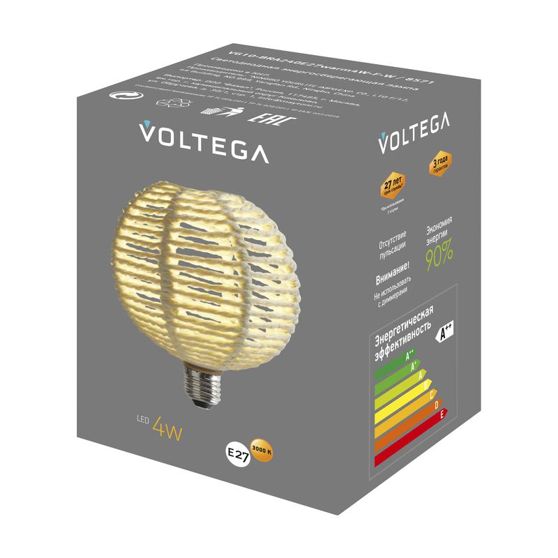 Лампа светодиодная филаментная Loft 271 BRA240 4Вт 3000К E27 Voltega 8571 фото в каталоге от BTSprom.by