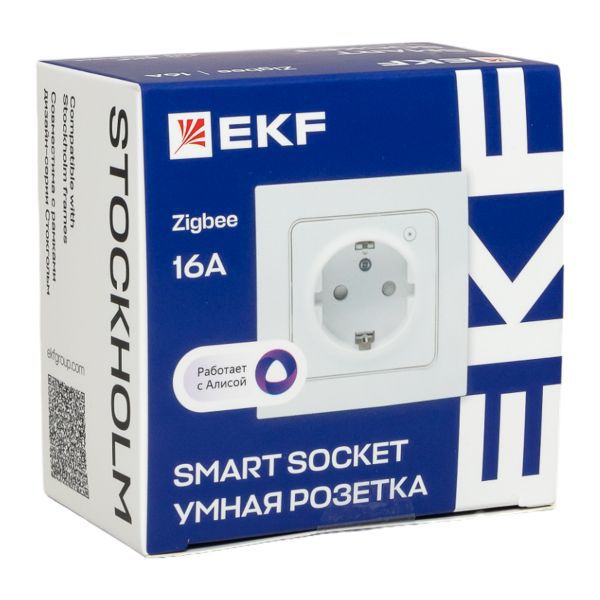  Розетка 1-м Стокгольм 16А Умная бел. Zigbee Сonnect EKF RCS-ST16-WD-ZB фото в каталоге от BTSprom.by