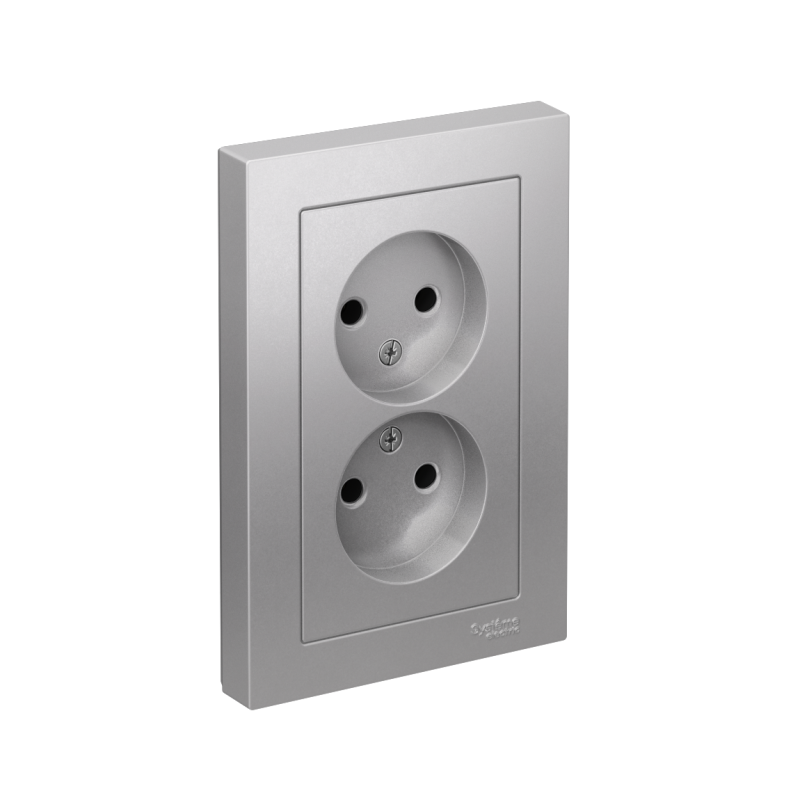 розетка 2-м сп atlasdesign 16а ip20 без заземл. в сборе алюм. se atn000320 от BTSprom.by