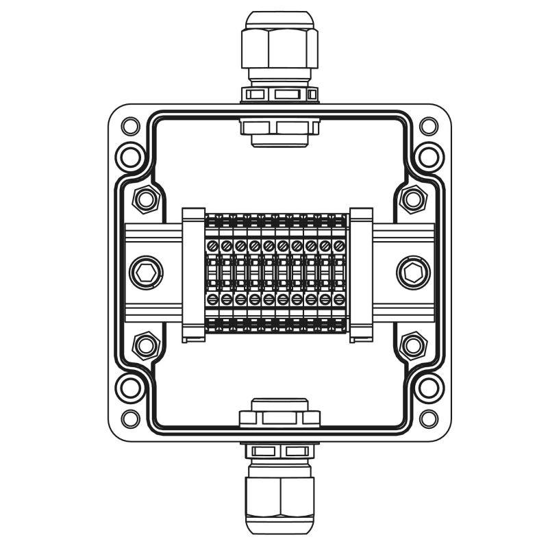 коробка взрывозащищенная клеммная из полиэстера tbe-p-03-(10xcbc.2)-1xpabmp(a)-1xpabmp(c)1ex e iic т5 gb / ex tb iiic t95град.c db ip66 dkc 1231.031.22.121z от BTSprom.by