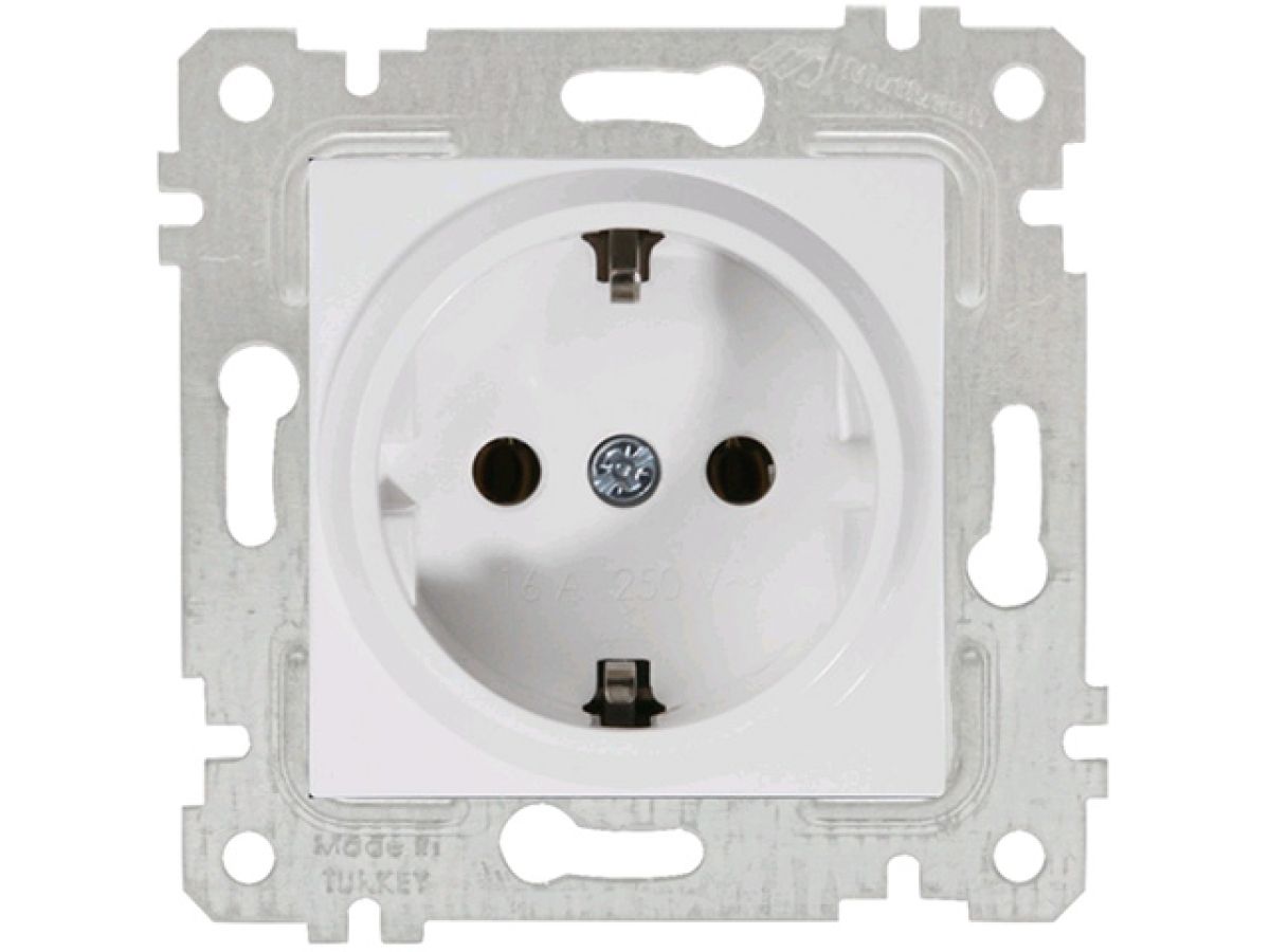 розетка 1-ая (скрытая, без рамки, с/з) белая, rita, mutlusan (16 a, 250 v, ip 20) 2200 600 0201 от BTSprom.by