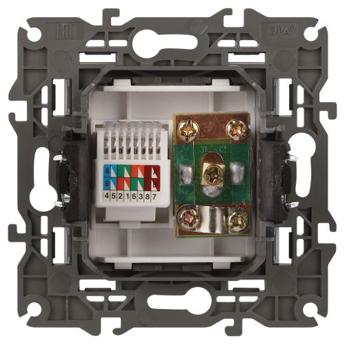  Розетка компьютерная + телевизионная 2-м Elegance 14-3110-03 RJ45 + TV IP20 механизм алюм. Эра Б0034316 фото в каталоге от BTSprom.by