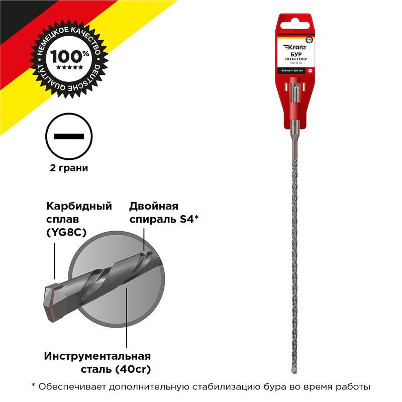 бур по бетону 6x310мм sds plus kranz kr-91-0037 от BTSprom.by