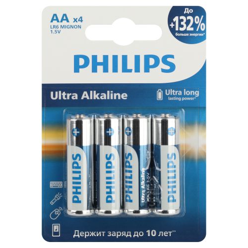элемент питания алкалиновый aa/lr6 1.5в ultra (уп.4шт) philips б0062694 от BTSprom.by