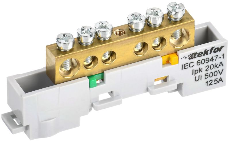 шина pe "земля" неизол. на универс. держ. 8х12-6-ж tekfor iek tf-nn20-06-dl-k05 от BTSprom.by