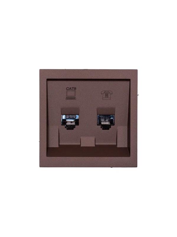 розетка компьютер+телефон сп zima ip20 с модулем cat 6 шоколад lezard 704-7388-144 от BTSprom.by