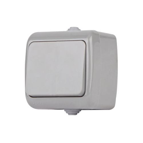  Выключатель 1-кл. ОП Atlantic 10А IP54 250В с подсветкой сер. 5-102-03 Intro Б0050941 фото в каталоге от BTSprom.by