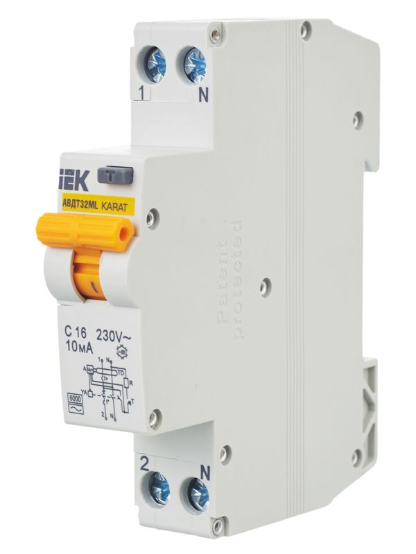  Выключатель автоматический дифференциального тока C 16А 10мА АВДТ32МL KARAT IEK MVD12-1-016-C-010 фото в каталоге от BTSprom.by