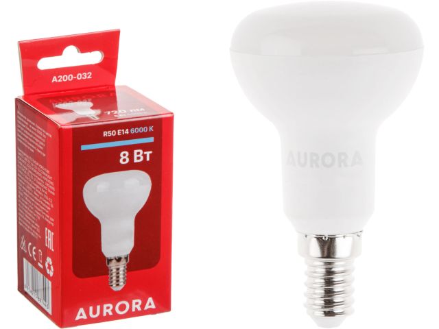 лампа светодиодная r50 8вт 230в e14 6000k aurora a200-032 от BTSprom.by
