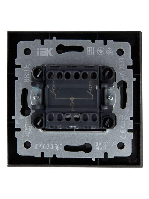  Выключатель 2-кл. СП BRITE ВСР10-2-0-БрС 10А в сборе сталь IEK BR-V20-0-10-K46-F фото в каталоге от BTSprom.by