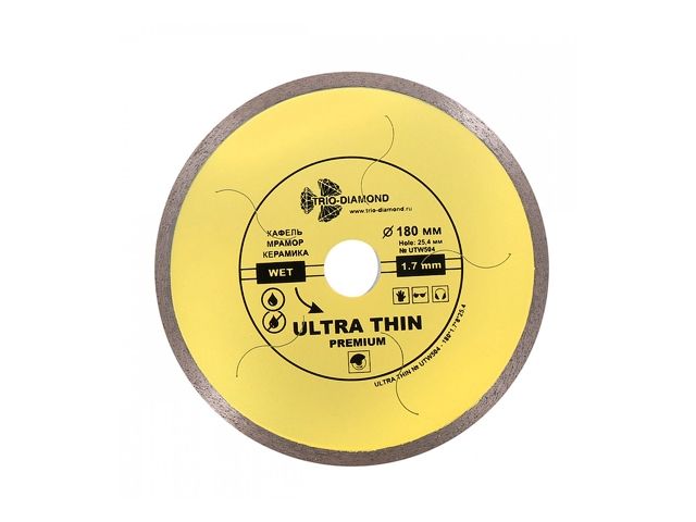 алмазный круг 180х25,4мм по керамике сплошн.ультратонкий hot press (1.7мм) (trio-diamond) utw504 от BTSprom.by