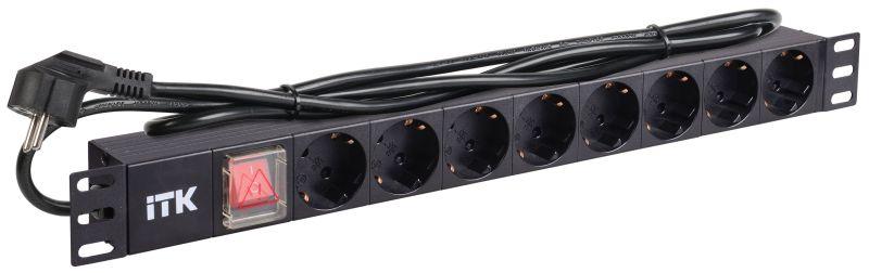 блок розеток 8 мест pdu (немец. станд.) din49440 ph12-8d1 с led выкл. алюм. профиль1u шнур 2м itk ph12-8d1 от BTSprom.by