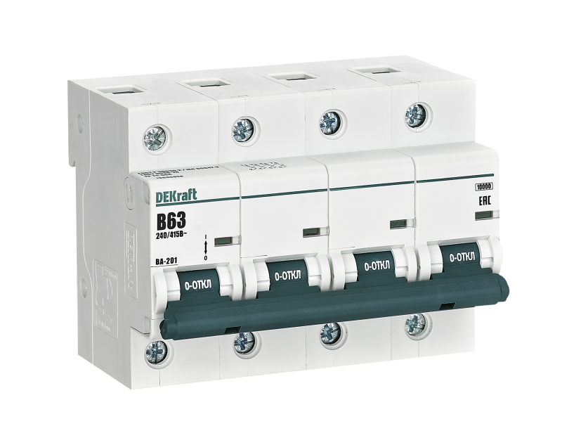 выключатель автоматический 4п b 63а 10ка ва-201 dekraft 13045dek от BTSprom.by