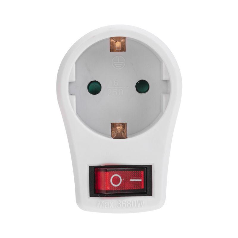  Адаптер сетевой 16А с выключателем с заземл. защ. шторки бел. Rexant 11-1084 фото в каталоге от BTSprom.by