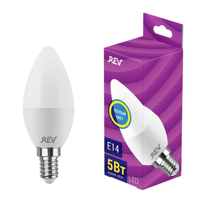 лампа светодиодная c37 5вт свеча 2700к тепл. бел. e14 420лм 180-240в rev 32271 9 от BTSprom.by