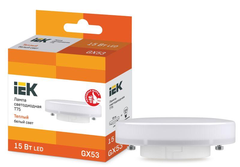 лампа светодиодная t75 таблетка 15вт 230в 3000к gx53 iek lle-t80-15-230-30-gx53 от BTSprom.by
