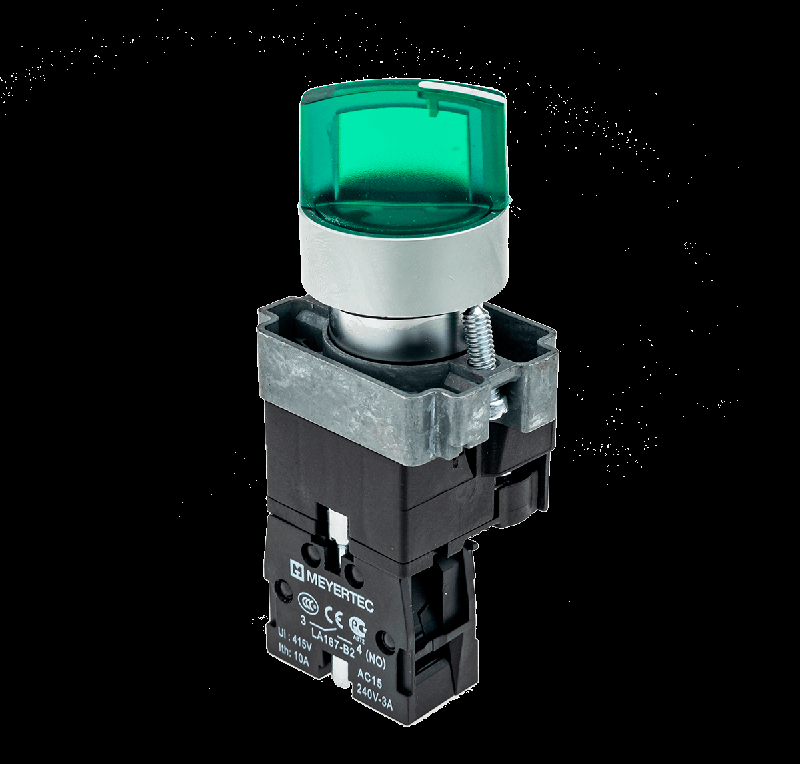 переключатель с led подсветкой 220в ac/dc зел. 2 полож. 1no фикс. мет. mtb2-bk2363 овен 58214 от BTSprom.by