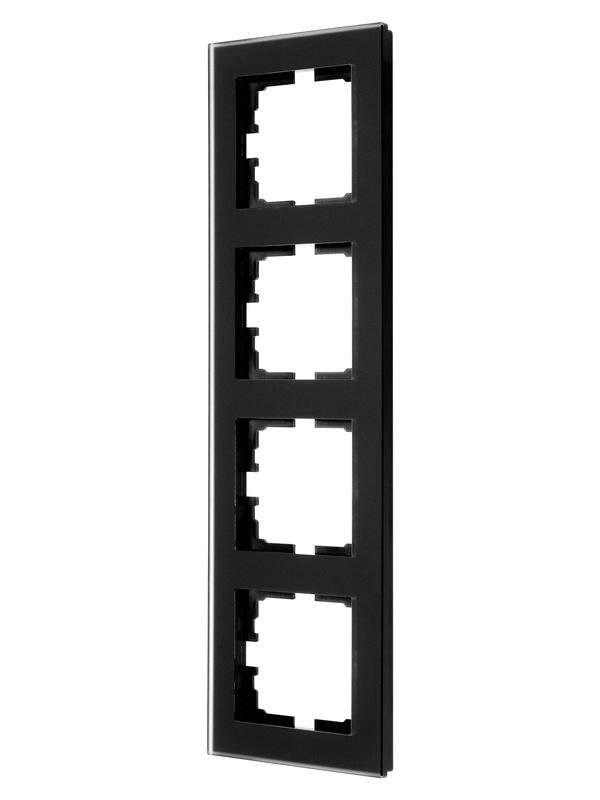 рамка 4-местн. вертик. vesna стекло черн. матов. lezard 742-5980-154 от BTSprom.by