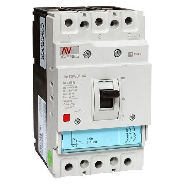 выключатель автоматический 63а 80ка av power-1/3 tr averes ekf mccb-13-63h-tr-av от BTSprom.by