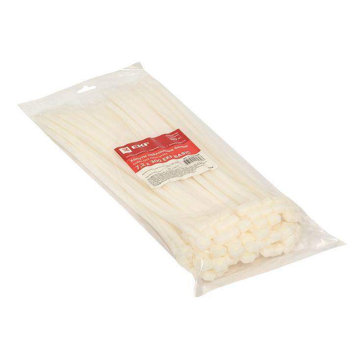  Хомут кабельный 7.2х300 нейл. бел. (уп.100шт) EKF plc-c-7.2x300 фото в каталоге от BTSprom.by