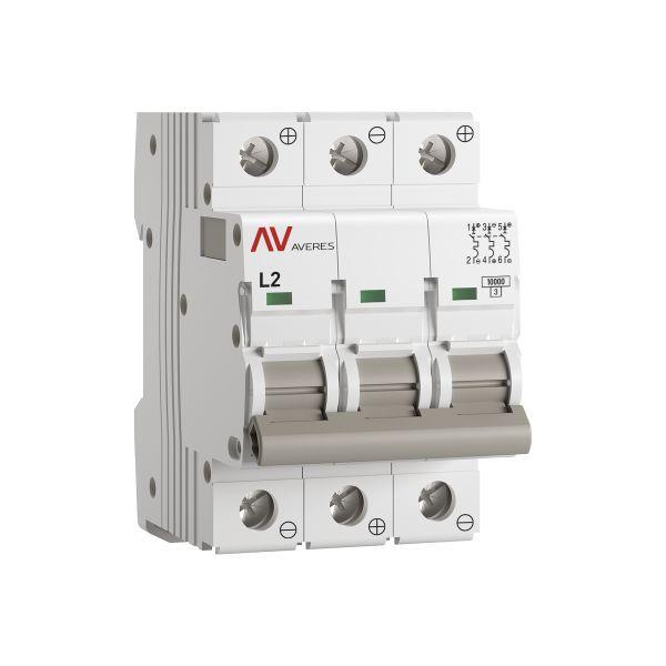 выключатель автоматический модульный 3п l 2а 10ка av-10 dc averes ekf mcb10-dc-3-02l-av от BTSprom.by