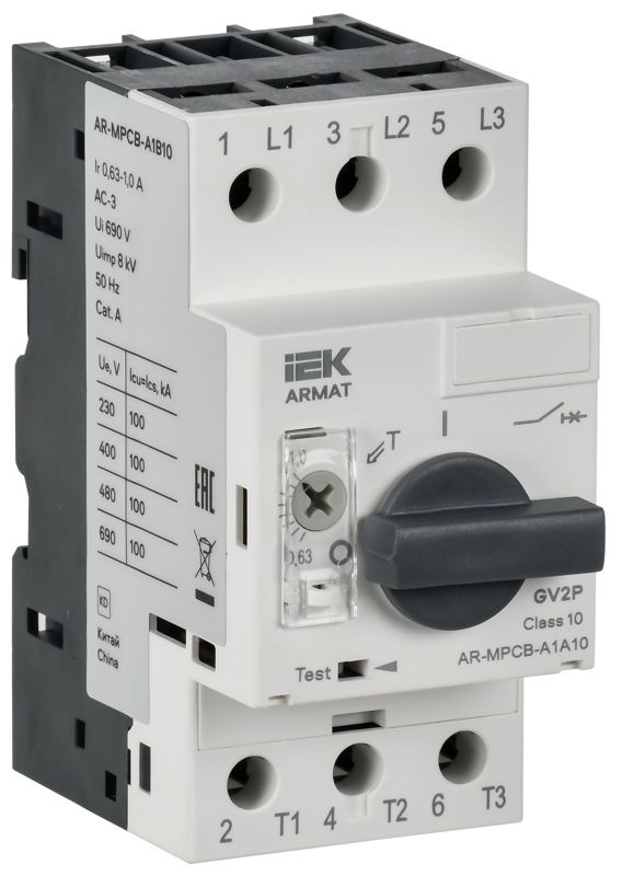 выключатель автоматический защиты двигателя a1 gv2p 0.63-1а armat iek ar-mpcb-a1b10 от BTSprom.by