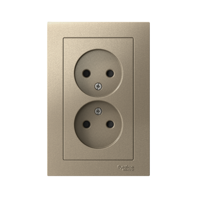 розетка 2-м сп atlasdesign 16а ip20 без заземл. защ. шторки в сборе шампань se atn000522 от BTSprom.by