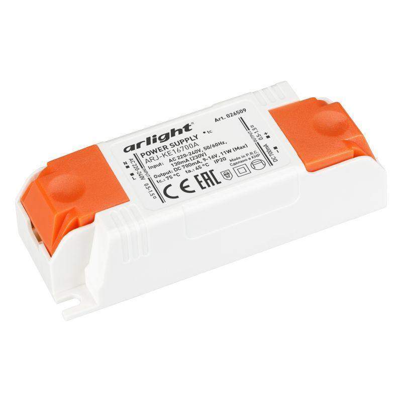 блок питания arj-ke16700a 11вт 700ма ip20 пластик 5 лет arlight 026509 от BTSprom.by