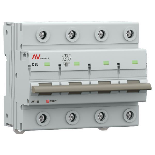  Выключатель автоматический 4п D 80А 10кА AV-125 AVERES EKF mcb125-4-80D-av фото в каталоге от BTSprom.by
