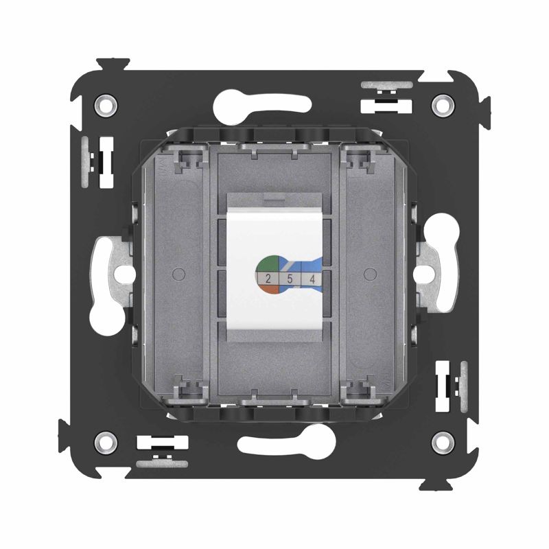  Розетка телефонная 1-м СП Avanti "Закаленная сталь" RJ12 без шторок механизм DKC 4404613 фото в каталоге от BTSprom.by