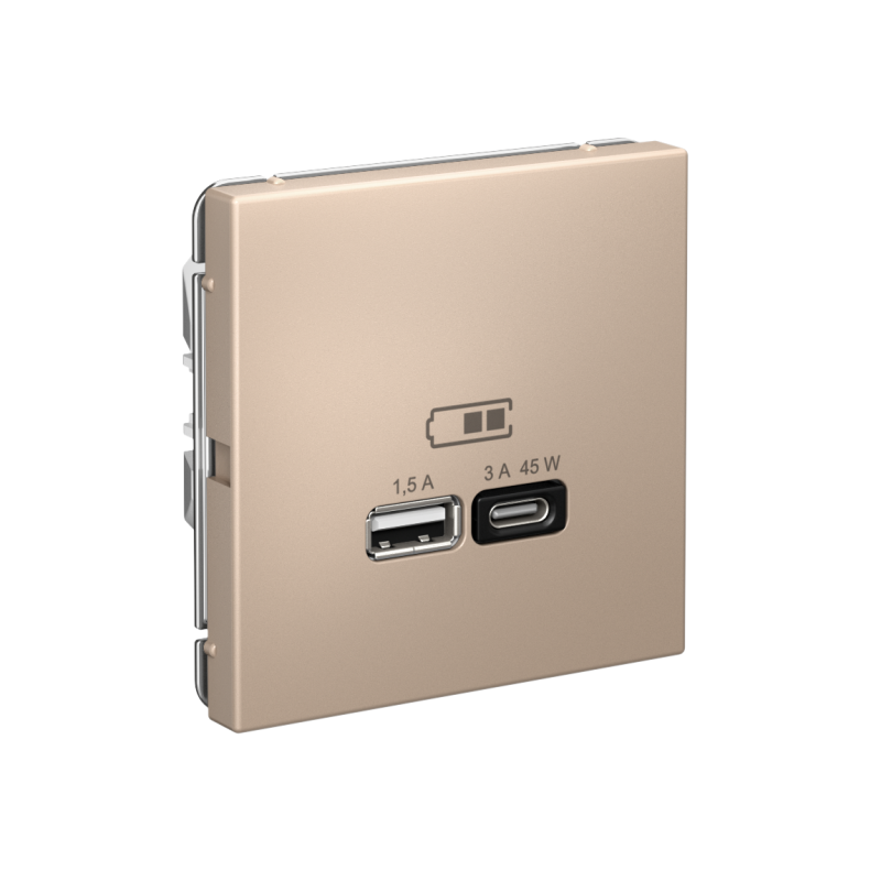  Розетка USB ArtGallery тип A+C 45Вт QC PD высокоскор. ЗУ механизм песочн. SE GAL001229 фото в каталоге от BTSprom.by