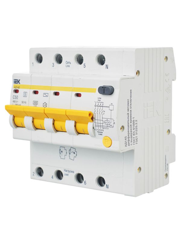  Выключатель автоматический дифференциального тока селективный 4п 50А 100мА тип AC АД14S KARAT IEK MAD13-4-050-C-100 фото в каталоге от BTSprom.by
