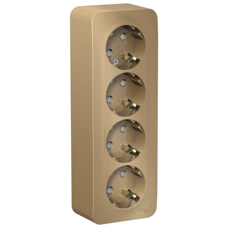 розетка 4-м оп blanca 16а ip20 250в с заземл. защ. шторки с изолир. пластиной титан se blnra011414 от BTSprom.by