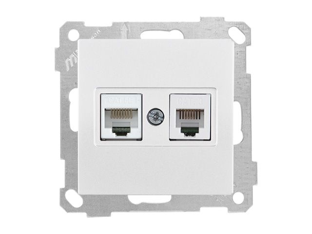 розетка телефонная + компьютерная (rj12+cat5e, скрытая, без рамки) белая, daria, mutlusan 2100 139 0101 от BTSprom.by