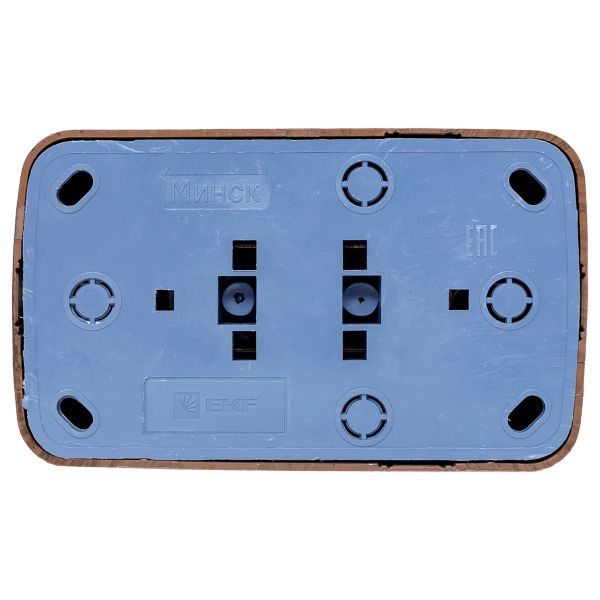  Розетка 2-м ОП Минск 16А IP20 с заземл. темн. дерево EKF EGR16-128-40 фото в каталоге от BTSprom.by