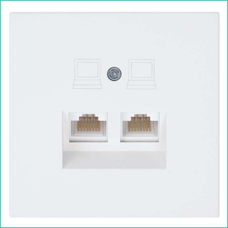 розетка компьютерная 2-м сп rj45 fd кат.5e с накладкой механизм бел. матов. soft touch jasmart fd6106pwm от BTSprom.by