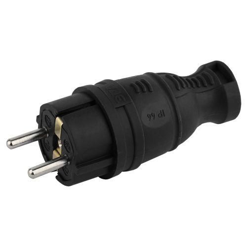 вилка каучуковая с заземл. прям. 16а ip44 черн. эра б0044540 от BTSprom.by