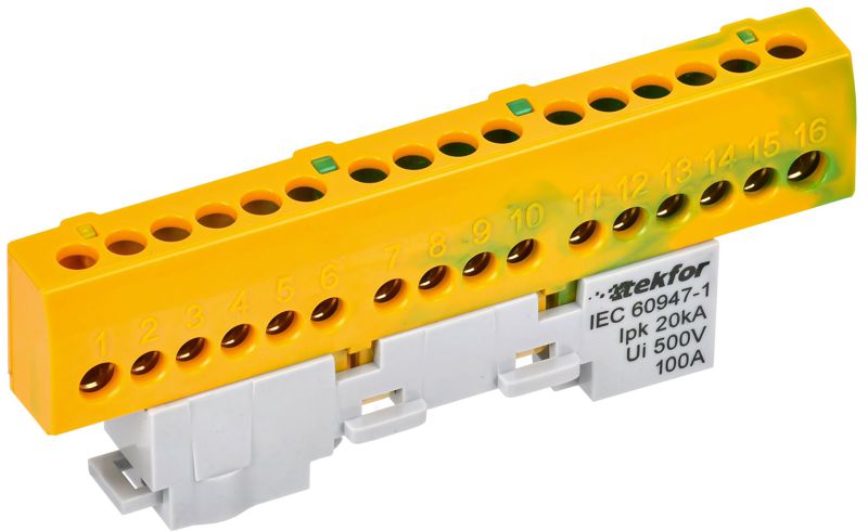 шина pe "земля" изол. на универс. держ. 6х9-16-жз tekfor iek tf-nn10-16-kl-k52 от BTSprom.by