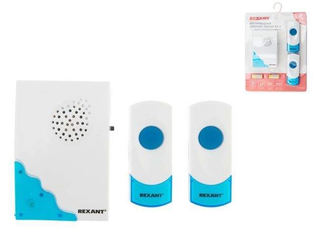 звонок беспроводной дверной с двумя кнопками вызова ip 44 rx-4 rexant 73-0040 от BTSprom.by