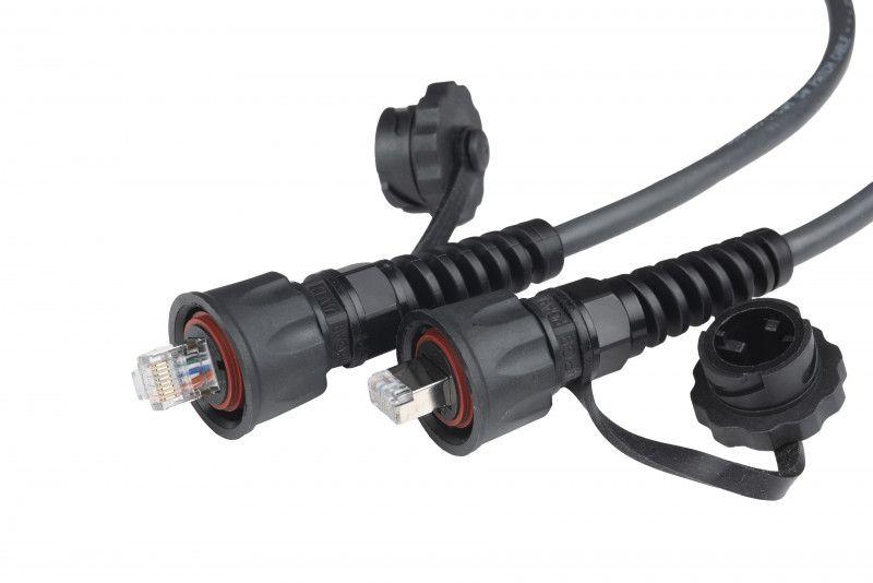 патч-корд промышленный кат.5e f/utp экранир. ip67 pc-ie-lpm-stp-rj45-rj45-c5e-10m-bk с защ. крышками 10м черн. hyperline 46988 от BTSprom.by