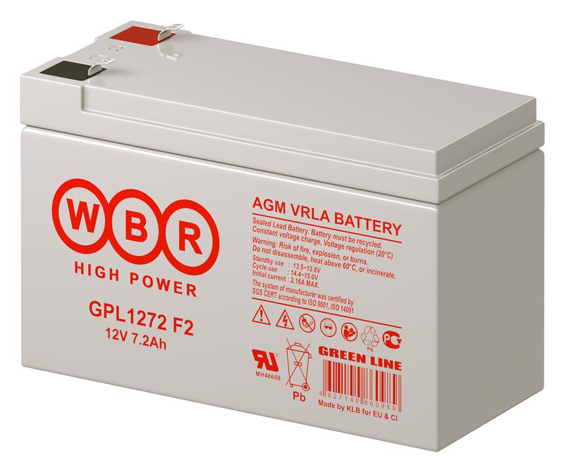  Аккумулятор 12В 7.2А.ч WBR GPL1272 F2 WBR фото в каталоге от BTSprom.by
