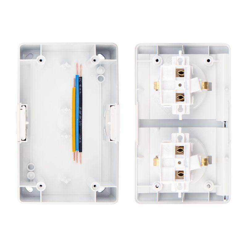  Блок розеток 2-м ОП INDUSTRIAL IP54 горизонт. с заземл. бел. Kranz KR-78-0805 фото в каталоге от BTSprom.by