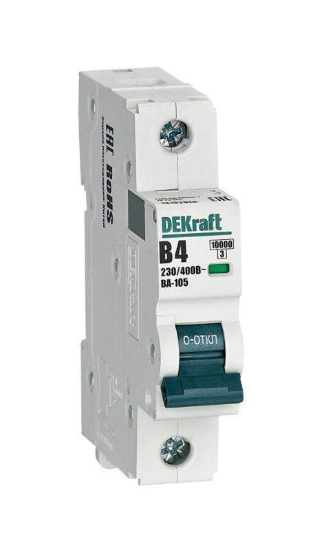 выключатель автоматический модульный 1п b 4а 10ка ва-105 dekraft 13102dek от BTSprom.by