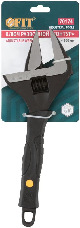  Ключ разводной "Контур" узкие губки шкала экстра увелич. захват ПВХ накладка на ручку 300мм 60мм FIT 70174 фото в каталоге от BTSprom.by