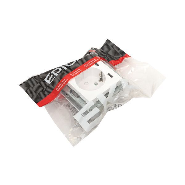  Розетка СП Эпика 16А с 2 USB-C с заземл. защ. шторки механизм бел. EKF UP1-SOW-111-2USBC фото в каталоге от BTSprom.by